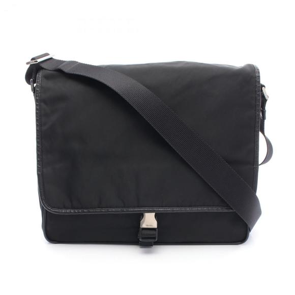 PRADA Black Leather Saffiano Shoulder Bag - Picture 1 of 8